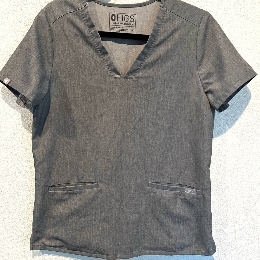 Figs Scrub Top Womens Aqua Blue Catarina Small One Pocket Short Sleeve Stretch